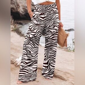 ❤️Hello Gorgeous! Plus Size Zebra Print High Waist Wide Leg Pants